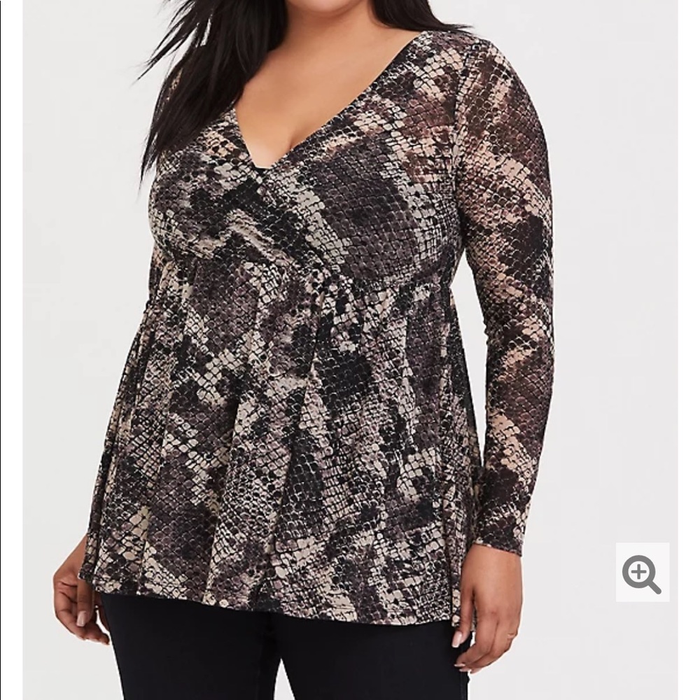 Snake skin Mesh Baby doll top